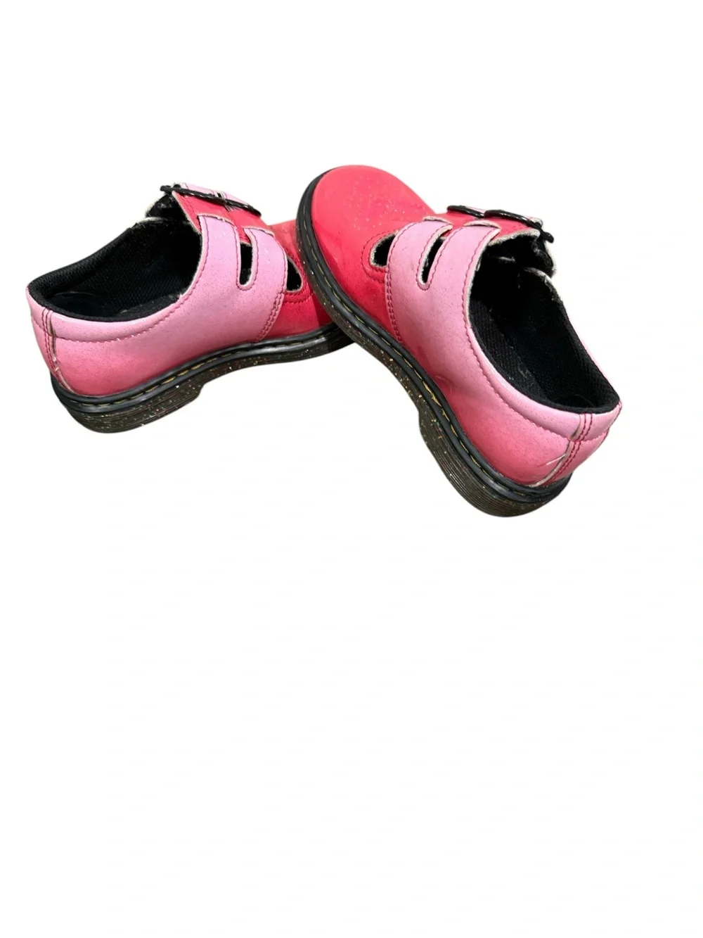 Dr. Martens 8065 Gradient Glitter Mary Jane Shoes in pink Double Buckle
